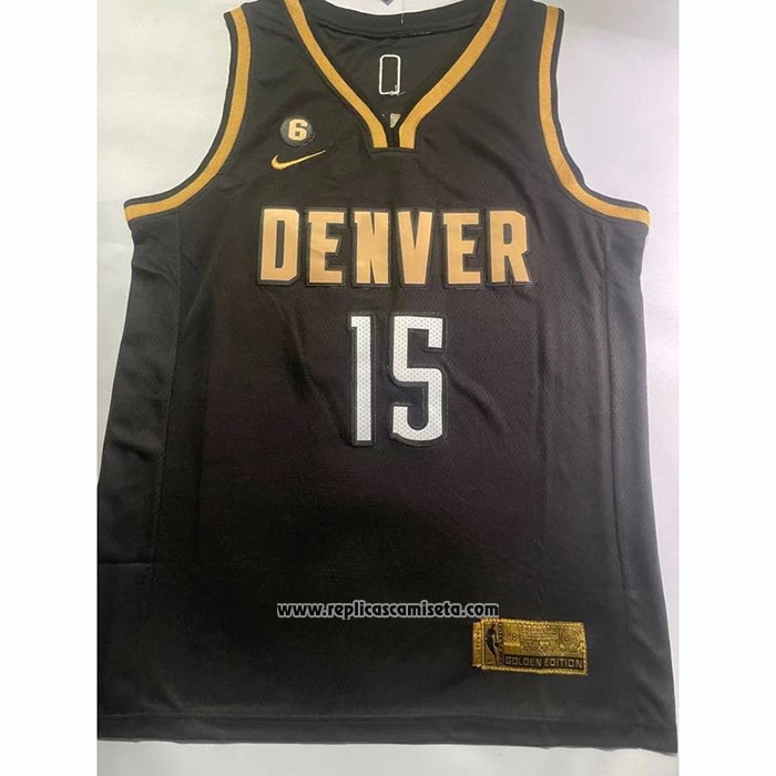 Camiseta Denver Nuggets Nikola Jokic #15 Ciudad 2023 NBA Finals Negro
